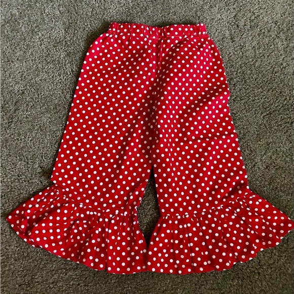 Red Polka Dot Ruffle Pants - Picture 2 of 5